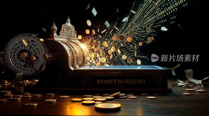金钱与科技交织未来财富的象征