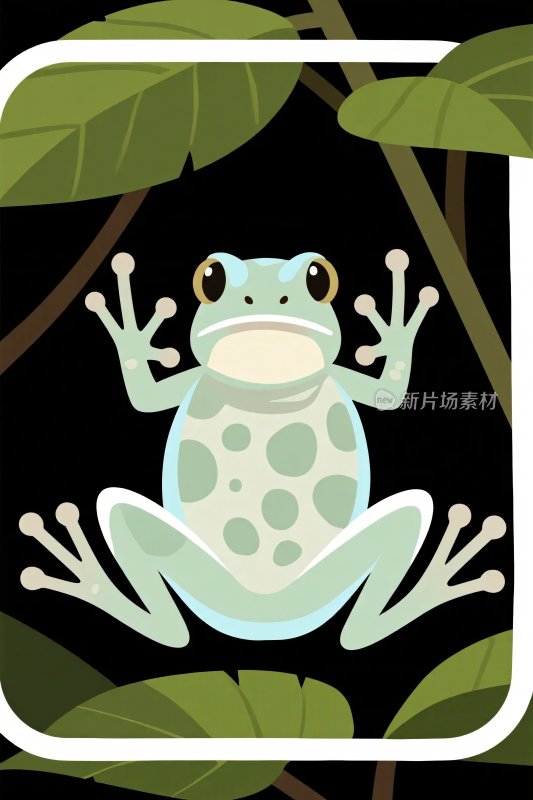 卡通青蛙荷叶插画