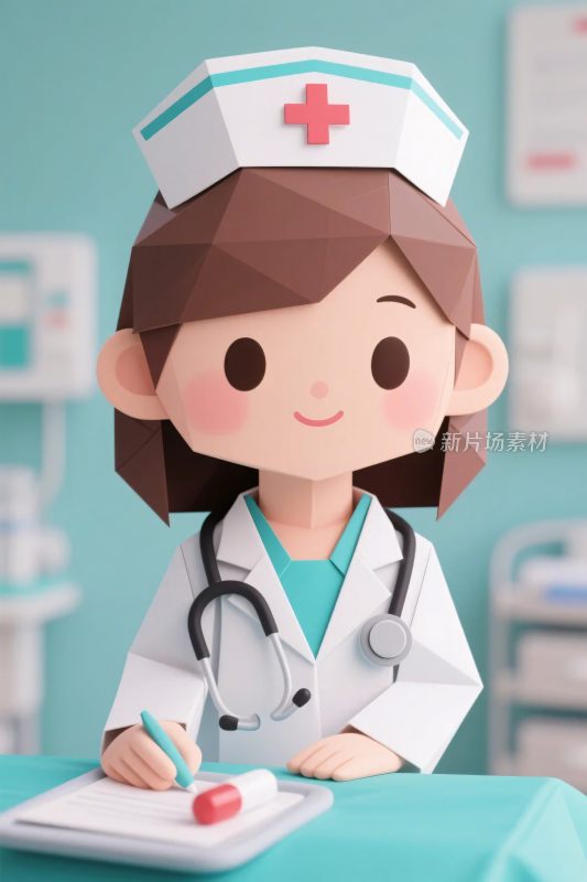 卡通纸艺护士插画