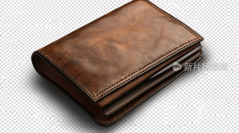 棕色皮质钱包特写