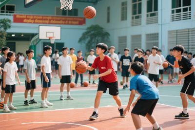 学生篮球运动场景