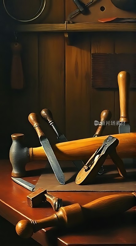 木工工具静物画