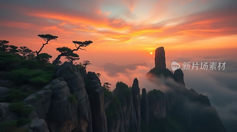 日出奇峰云海间