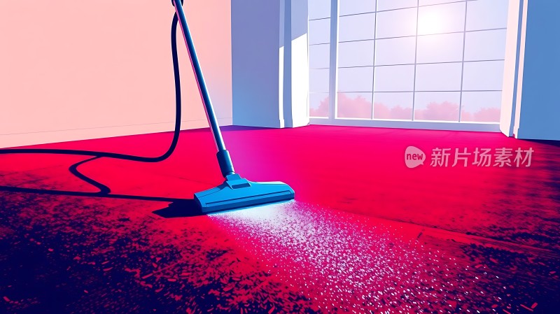   吸尘器清洁红色地毯