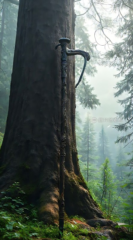 神秘森林中的古老权杖