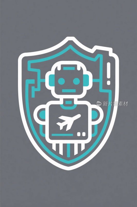 机器人盾牌安全插画