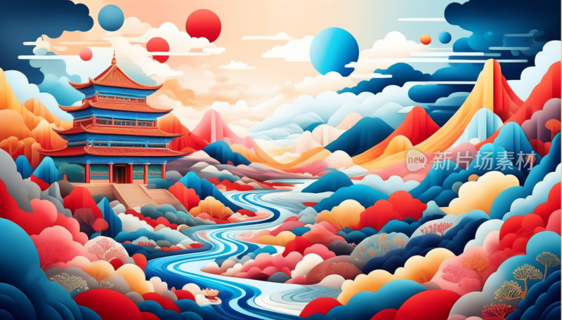 中国画山水画背景