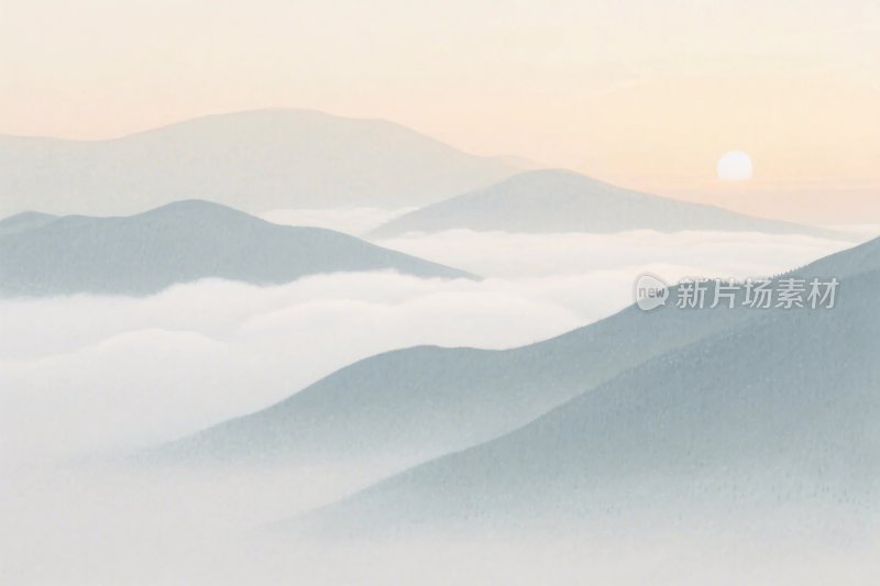 云雾山水风景插画