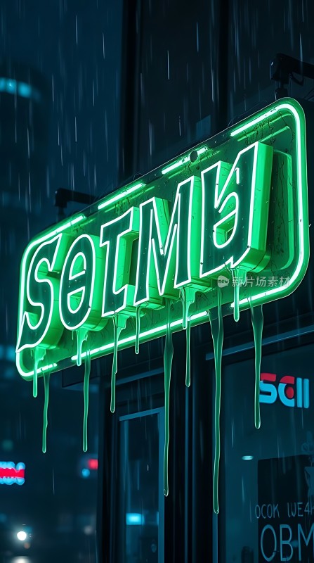 冰封霓虹雨夜中的神秘店铺