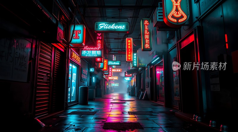 霓虹灯下的繁华街道