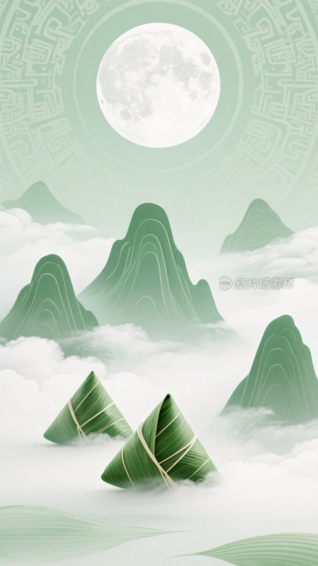 端午山水插画图