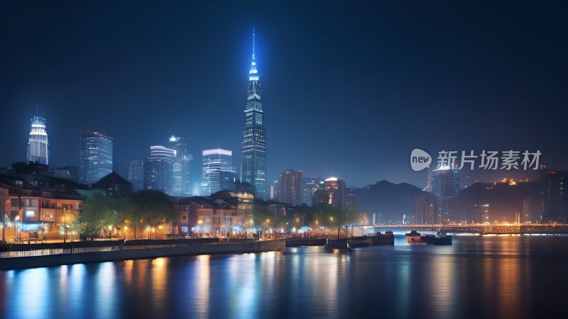 摩天大楼 灯光夜景城市夜景 未来都市