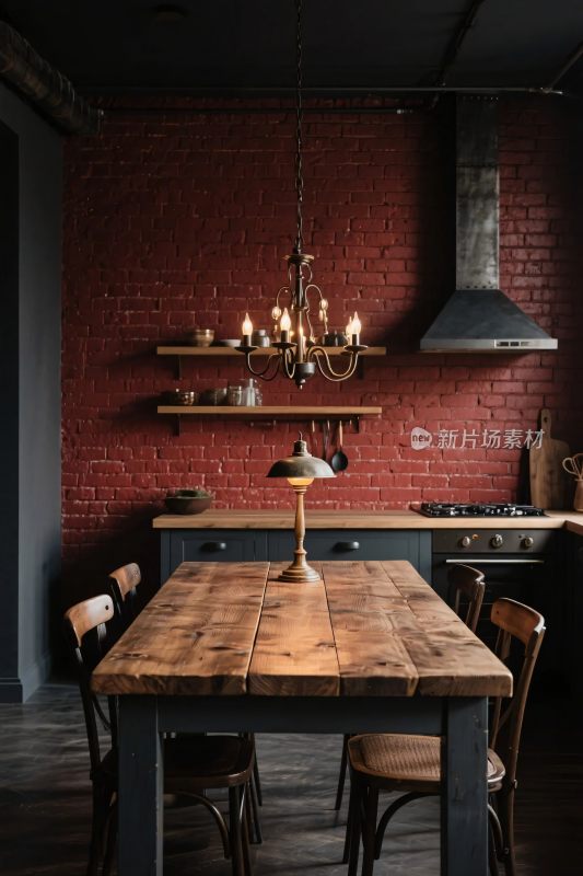 复古风格厨房室内场景