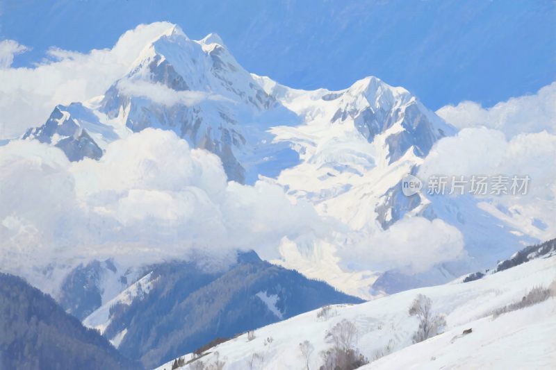雪山雪景自然风景