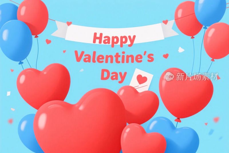 情人节爱心气球插画