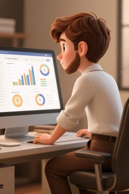 办公场景数据查看插画