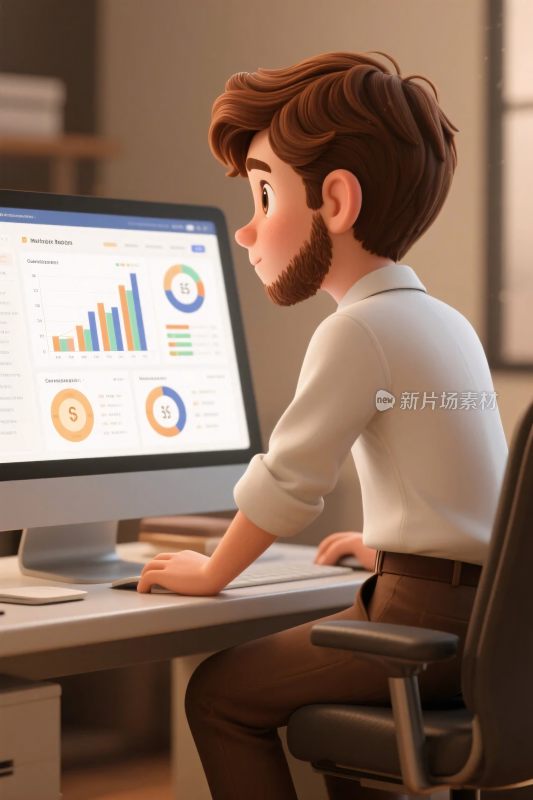 办公场景数据查看插画
