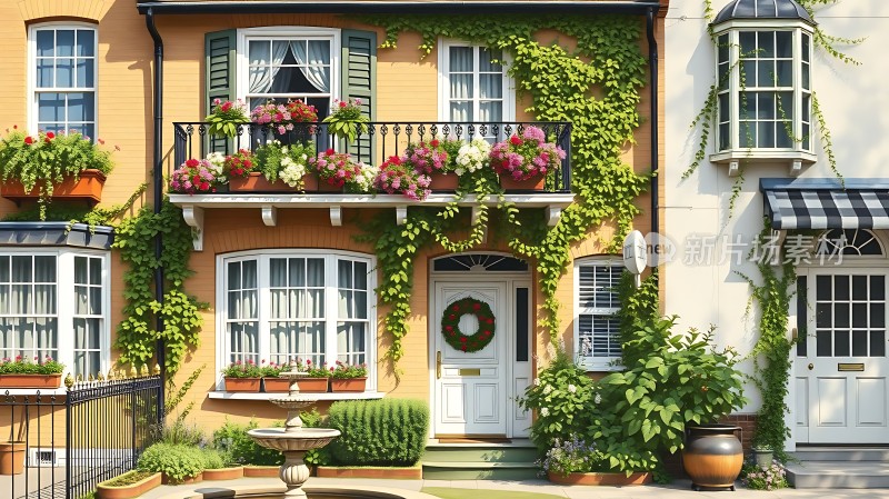 温馨小院绿意盎然繁花似锦