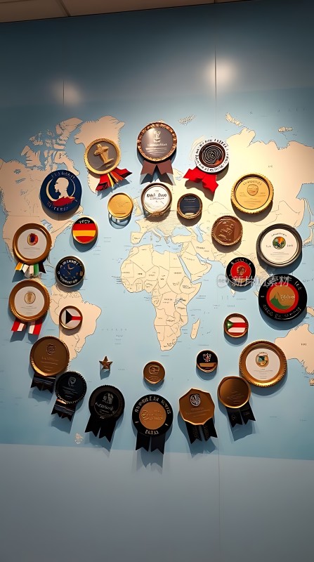世界各地的奖牌展示