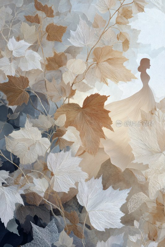 叶中身着纱裙的梦幻女子