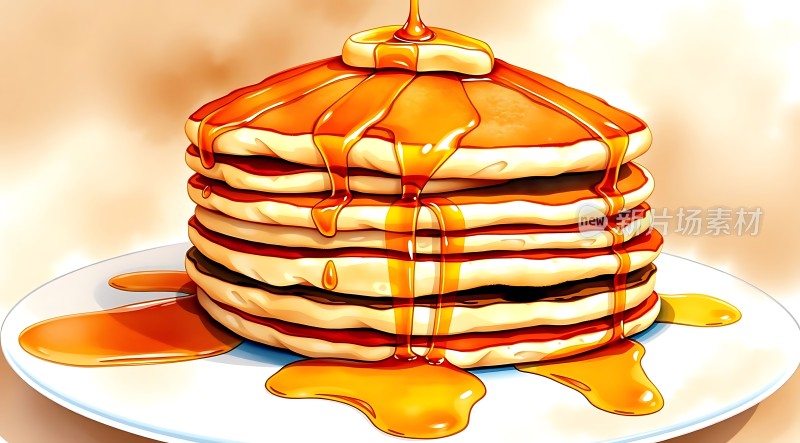 糖浆浇头的美味松饼