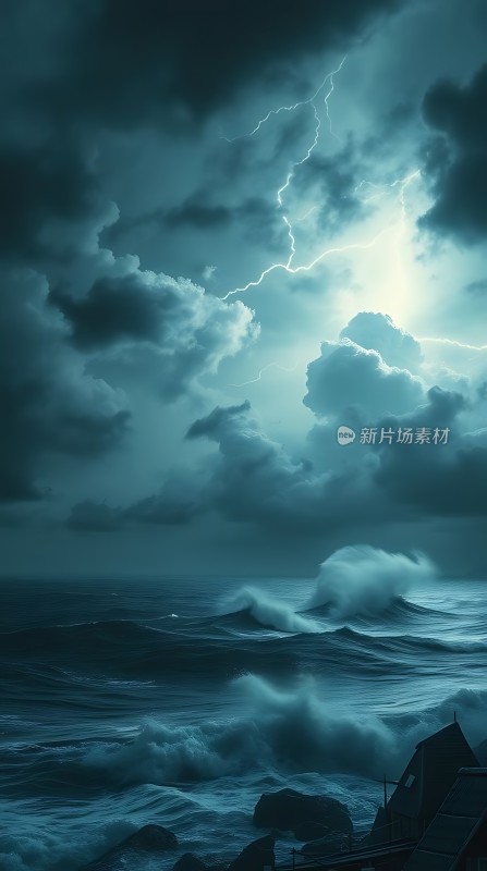 暴风雨中的海景