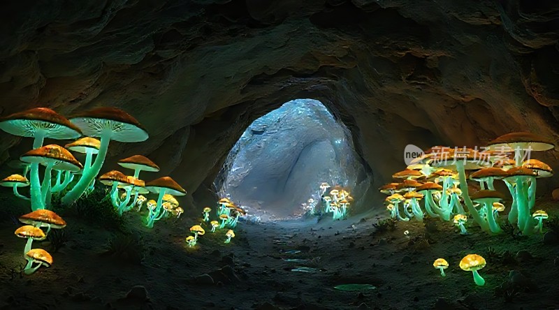 神秘洞穴中的奇幻蘑菇世界