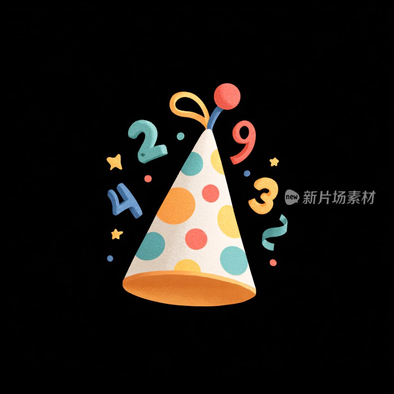 彩色波点生日帽插画