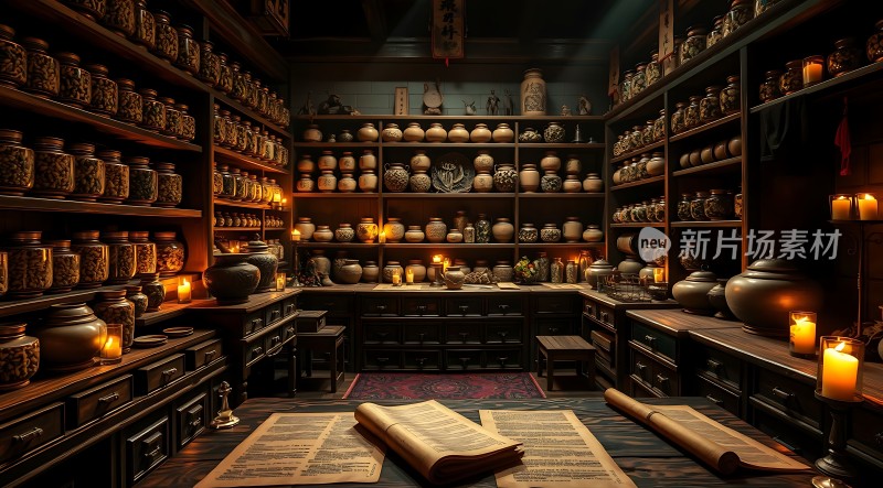 古色古香药铺