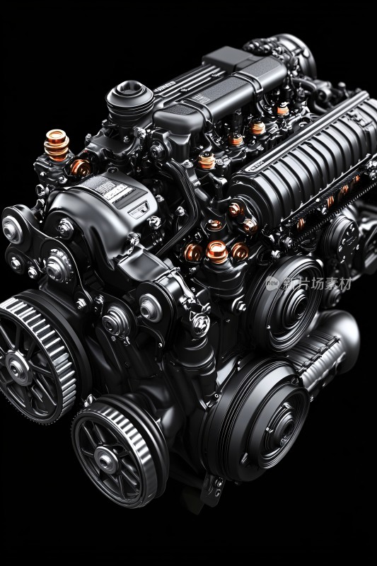 高性能汽车发动机特写