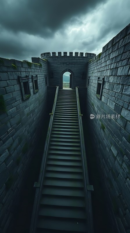 古堡阶梯通往神秘之地的通道