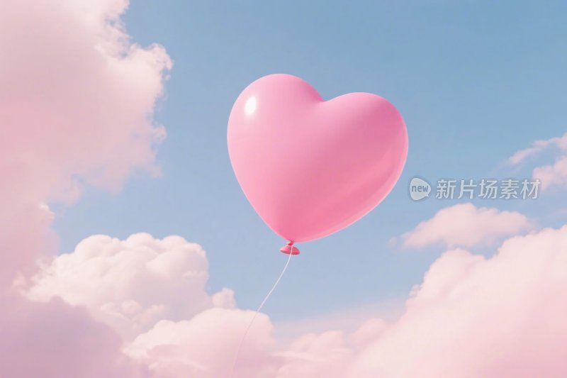 粉色心形气球天空