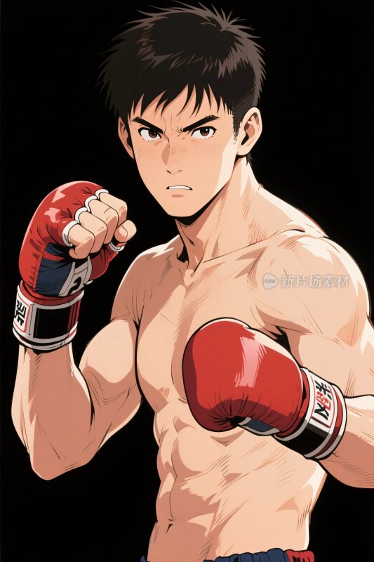 拳击动漫角色插画