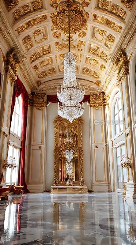 金色吊灯照耀下的华丽大厅