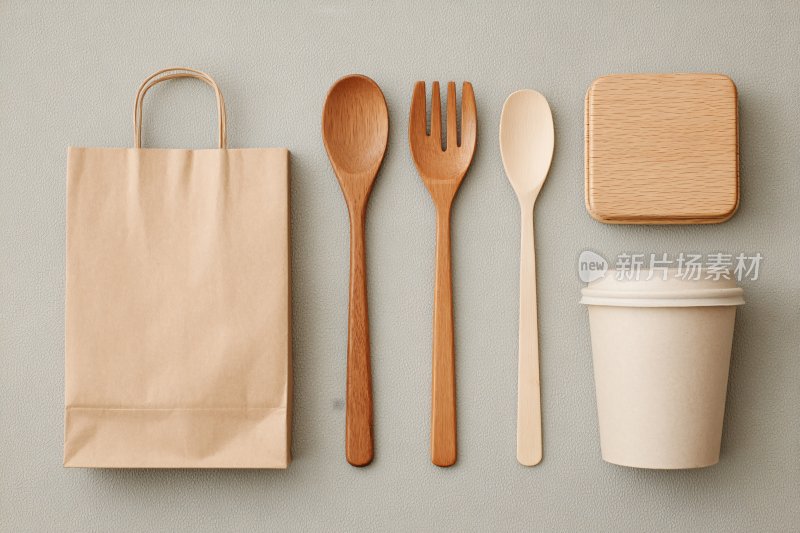 纸质餐具与用品静物图