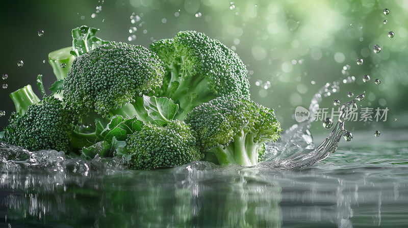 水中的新鲜西红柿与水花飞溅