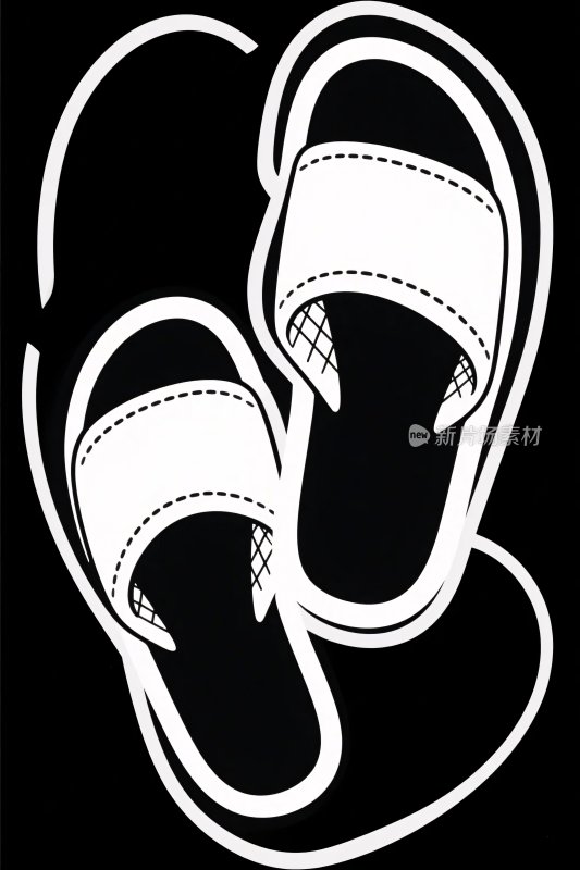 黑白拖鞋插画