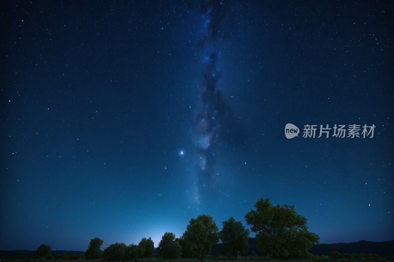 星空有几棵树和几颗星星高清图片