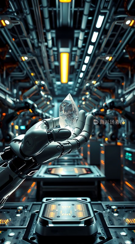 机器人握着水晶未来科技感十足