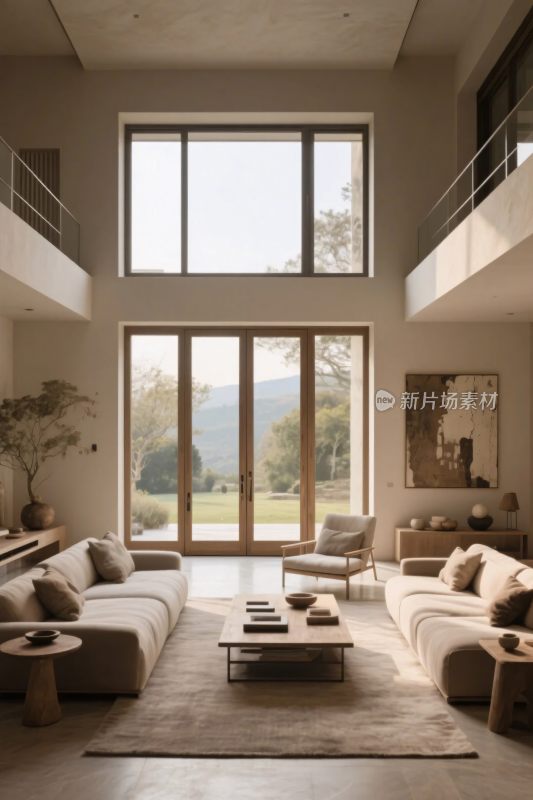 现代简约风格双层客厅室内图