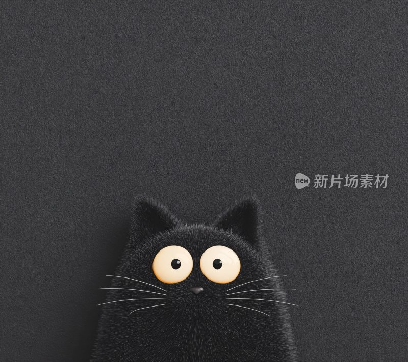 大眼黑猫可爱插画形象