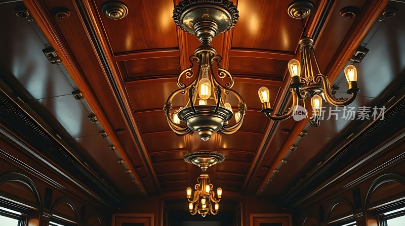 复古吊灯与木质天花板