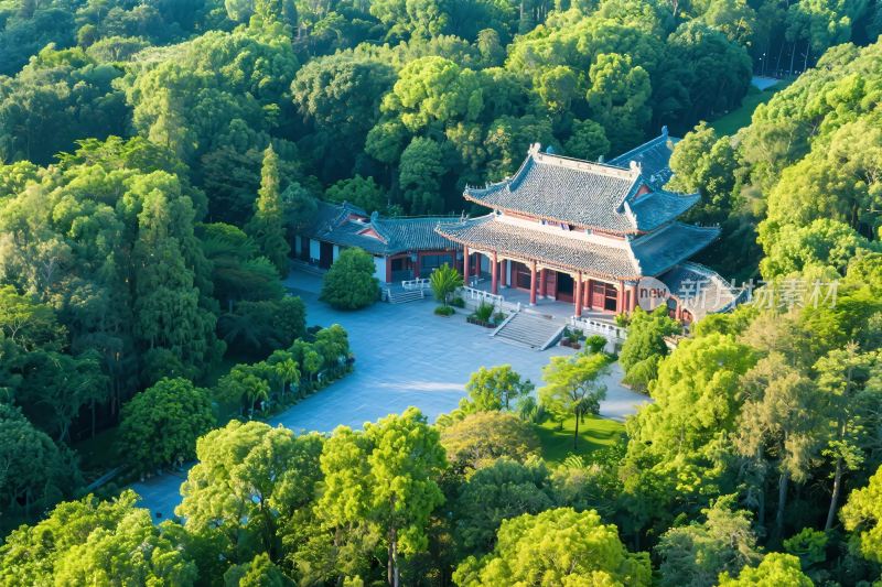 古庙古建森林航拍图