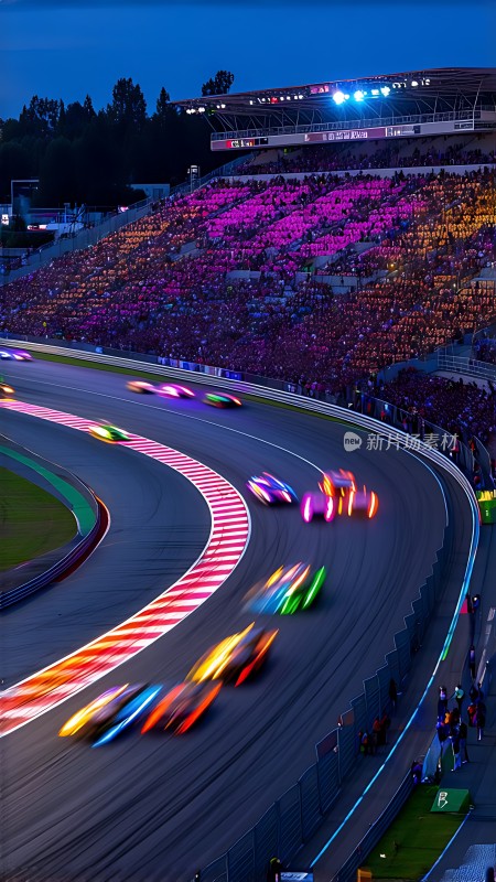 赛车竞速赛道飞驰观众沸腾