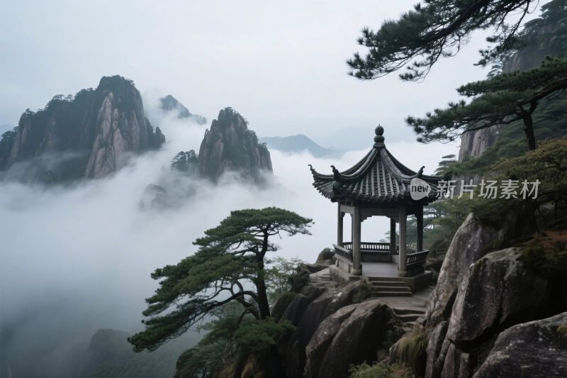 山间古亭风景图