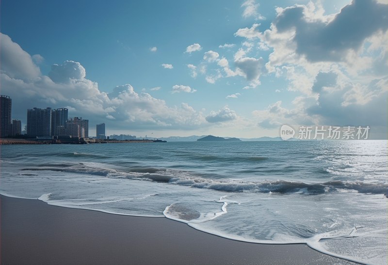 汕头海滩阴天景