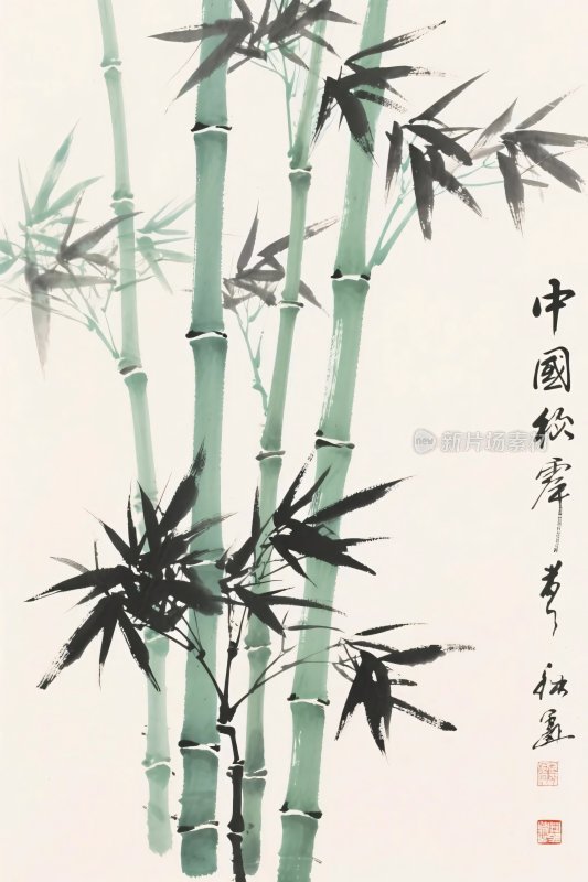 国画竹子水墨画