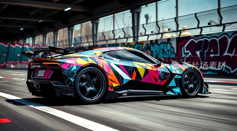 赛道上的多彩赛车
