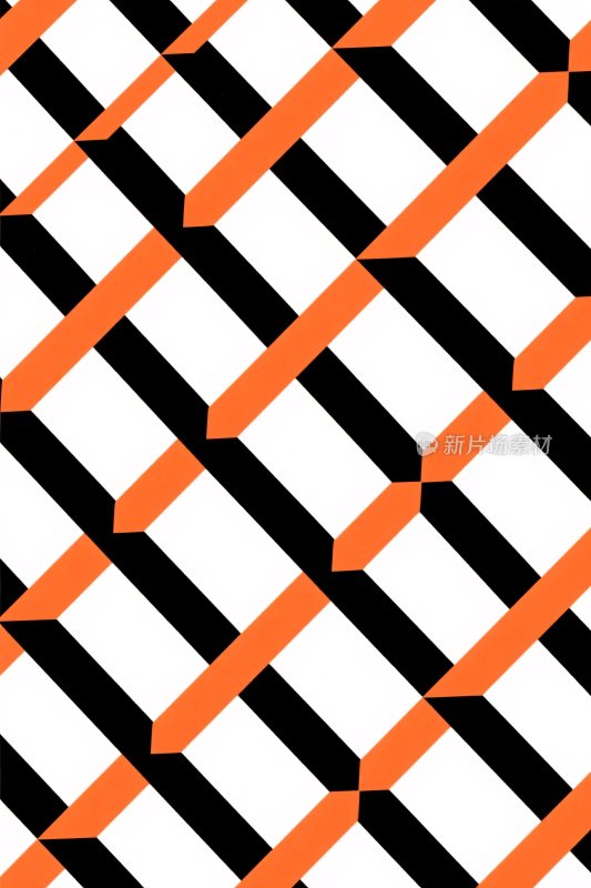 黑白橙几何条纹图案