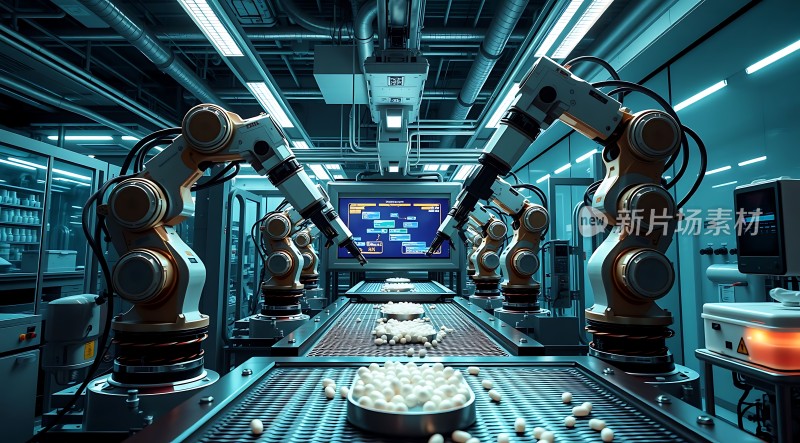 智能工厂生产线上的机器人操作